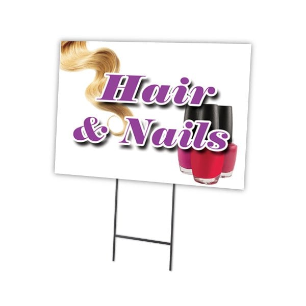 Signmission Hair & Nails Yard Sign & Stake outdoor plastic coroplast window, C-1216 Hair & Nails C-1216 Hair & Nails - main